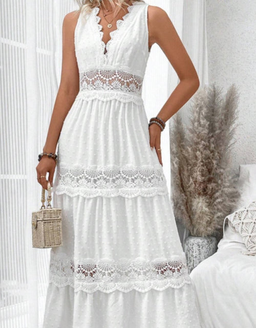 Load image into Gallery viewer, Women&#39;s Lace Stitching V-neck Sleeveless Dress
