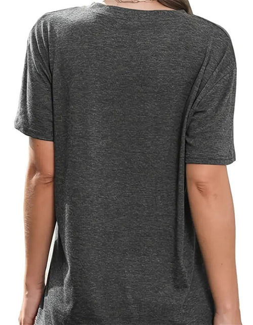 Load image into Gallery viewer, Women&#39;s Short Sleeve Round Neck T-Shirt - Winged Guitar &amp; Letter Print, Summer Casual Tee
