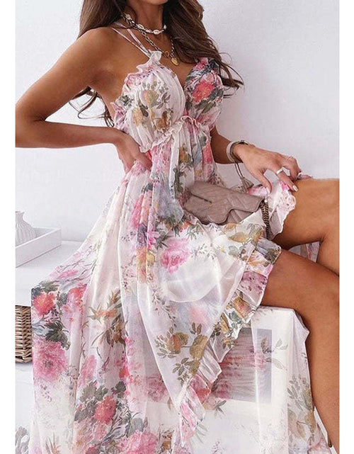 Load image into Gallery viewer, Women&#39;s Spaghetti Strap V-Neck Floral Sundress Flowy Fairy Style Summer Dress
