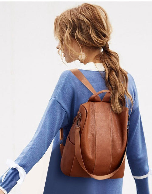 Load image into Gallery viewer, Women Backpack Waterproof Nylon Anti-theft Rucksack Lightweight Shoulder Bag, Medium Black or Brown
