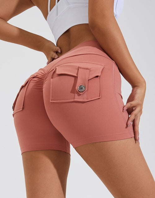 Load image into Gallery viewer, High Waist Hip Lifting Shorts With Pockets Quick Dry Yoga Fitness Sports Pants Summer Women Clothes
