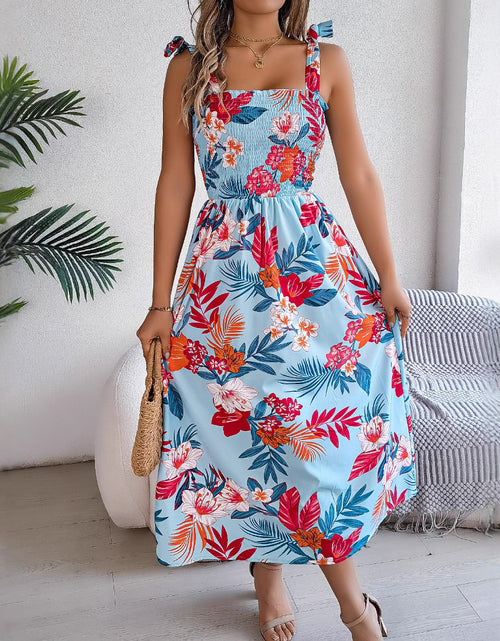 Load image into Gallery viewer, Flowers Print Suspender Corset Dress Ins Fashion Holiday Beach Long Dresses Summer Clothing For Women
