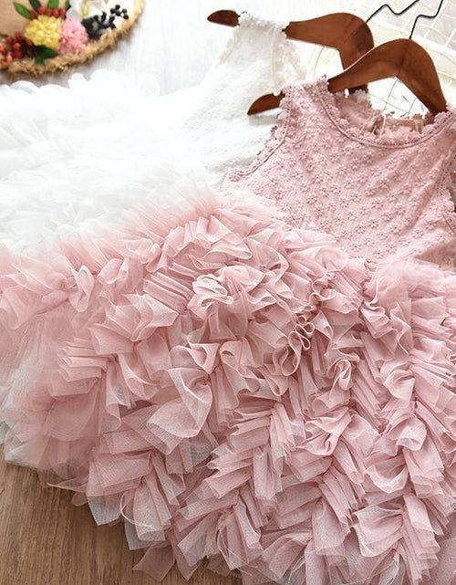 Load image into Gallery viewer, Autumn And Winter Explosions Hollow Children&#39;s Skirt Lace Long-sleeved Girls White Princess Dress Irregular Dress
