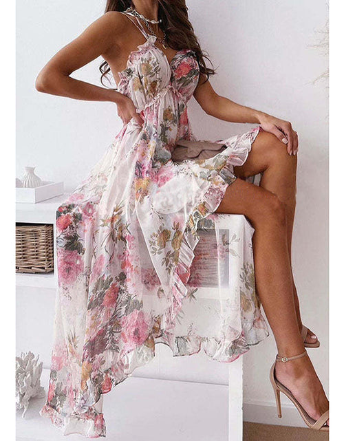 Load image into Gallery viewer, Women&#39;s Spaghetti Strap V-Neck Floral Sundress Flowy Fairy Style Summer Dress
