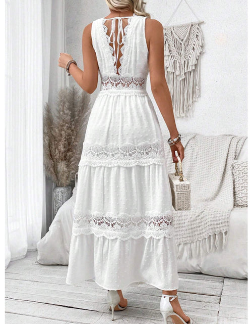 Load image into Gallery viewer, Women&#39;s Lace Stitching V-neck Sleeveless Dress
