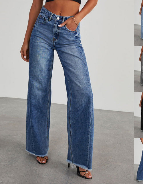 Load image into Gallery viewer, Fashion High Waist Jeans With Pockets Comfortable Slim Fit Straight Wide-leg Pants Womens Clothing
