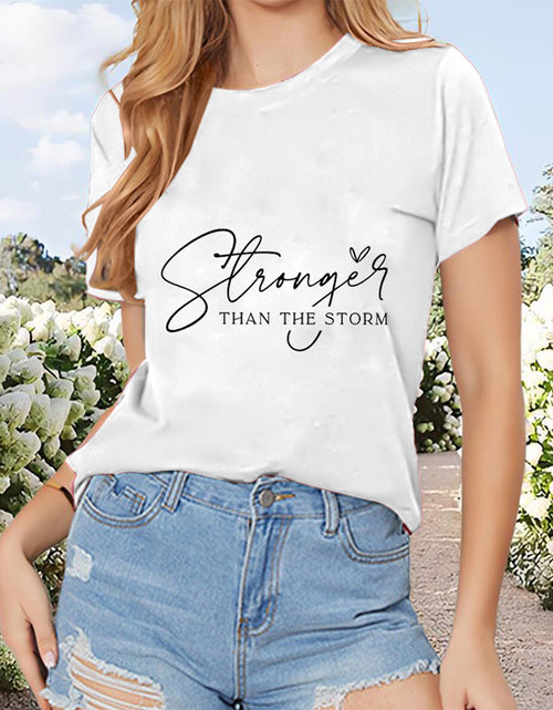 Load image into Gallery viewer, Women&#39;s Round Neck Short Sleeve T-Shirt Summer Casual Top With English Letter Print

