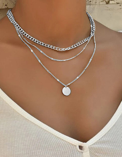 Load image into Gallery viewer, Women&#39;s Multilayer Necklace Ins Fashion Disc Pendant Clavicle Necklace Chains Personality Jewelry
