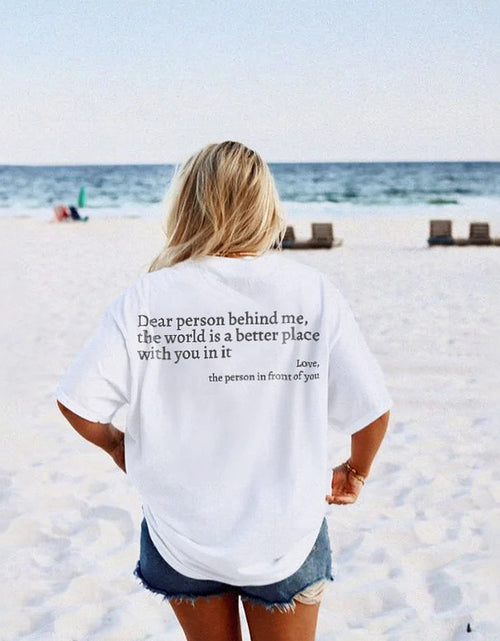 Load image into Gallery viewer, New Fashion Womens Letter T-Shirt Round Neck Short Sleeve Slogan Tee Top
