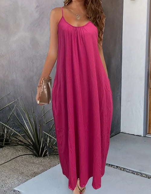 Load image into Gallery viewer, Women&#39;s Casual Summer Spaghetti Straps Maxi Dress With Pockets Loose Fit Long Dress
