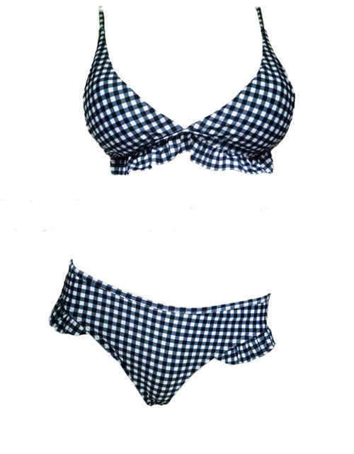 Load image into Gallery viewer, Sexy Plaid Bikini Red Green Plaid Bathing Suits
