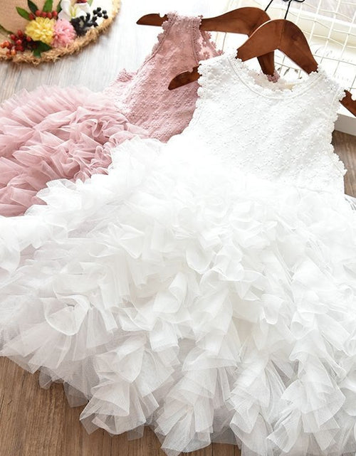 Load image into Gallery viewer, Autumn And Winter Explosions Hollow Children&#39;s Skirt Lace Long-sleeved Girls White Princess Dress Irregular Dress
