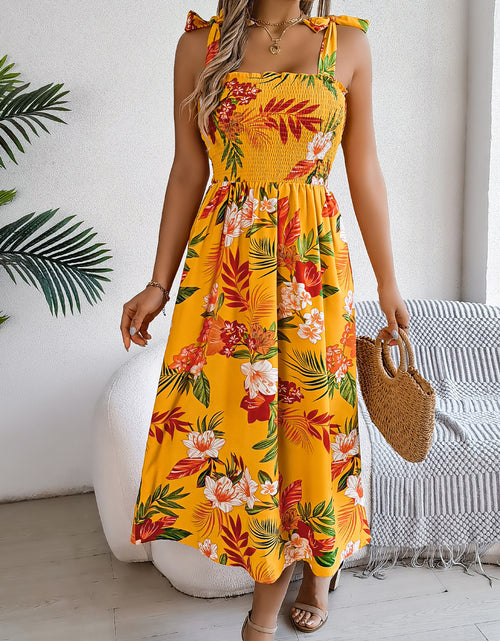 Load image into Gallery viewer, Flowers Print Suspender Corset Dress Ins Fashion Holiday Beach Long Dresses Summer Clothing For Women
