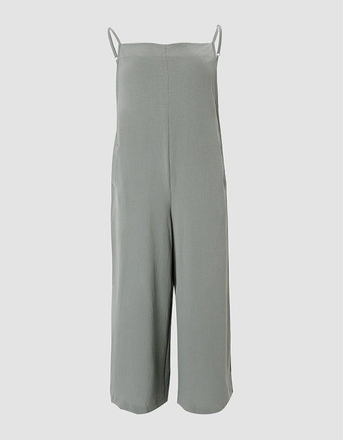 Load image into Gallery viewer, Women&#39;s Sleeveless Jumpsuit With Pockets And Adjustable Shoulder Strap Fashion Loose Wide Leg Straight Overalls Summer Beach Trousers

