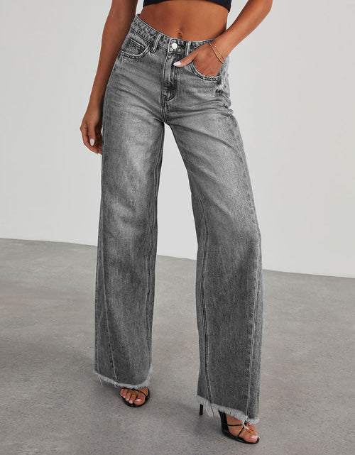 Load image into Gallery viewer, Fashion High Waist Jeans With Pockets Comfortable Slim Fit Straight Wide-leg Pants Womens Clothing
