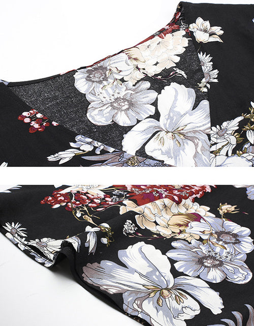 Load image into Gallery viewer, Floral Summer Beach Dress With V Neck Elastic Waist Dresses For Women
