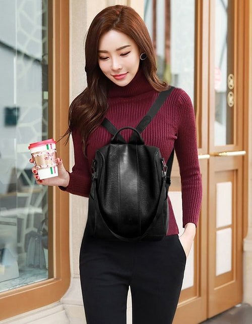 Load image into Gallery viewer, Women Backpack Waterproof Nylon Anti-theft Rucksack Lightweight Shoulder Bag, Medium Black or Brown
