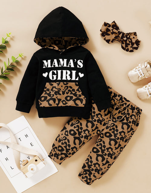 Load image into Gallery viewer, Clothes Letter Print Hooded Leopard-print Trousers
