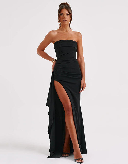 Load image into Gallery viewer, Strapless Split Long Dress Summer Fashion Pleated Bridesmaid Dress For Womens Party Wedding Clothing
