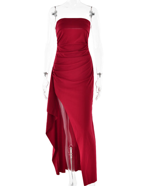 Load image into Gallery viewer, Strapless Split Long Dress Summer Fashion Pleated Bridesmaid Dress For Womens Party Wedding Clothing
