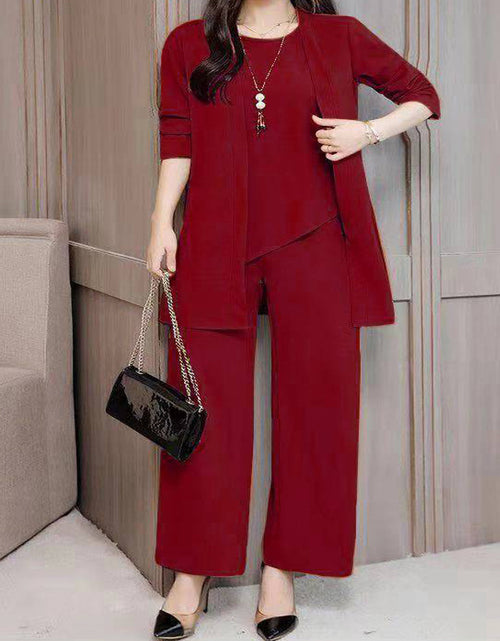 Load image into Gallery viewer, Women&#39;s Plus Size Casual 3-Piece Set Open Front Cardigan Sleeveless Vest Pants Solid Color Lounge Set
