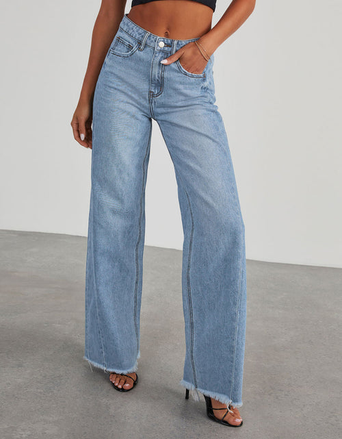 Load image into Gallery viewer, Fashion High Waist Jeans With Pockets Comfortable Slim Fit Straight Wide-leg Pants Womens Clothing
