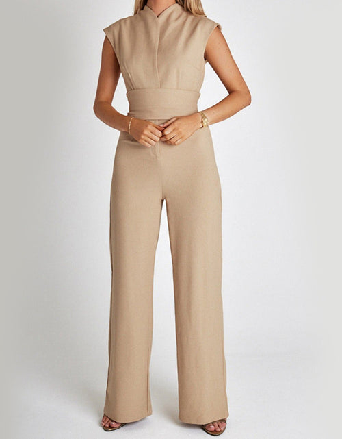 Load image into Gallery viewer, Fashion Elegant Long Sleeveless Jumpsuit Summer V-neck Casual Wide Leg Long Overalls Clothing For Women
