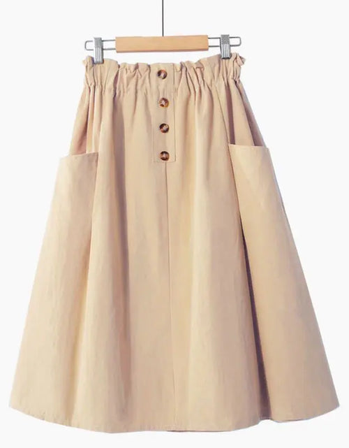 Load image into Gallery viewer, Solid Color Loose Cotton Mid-Length Skirt
