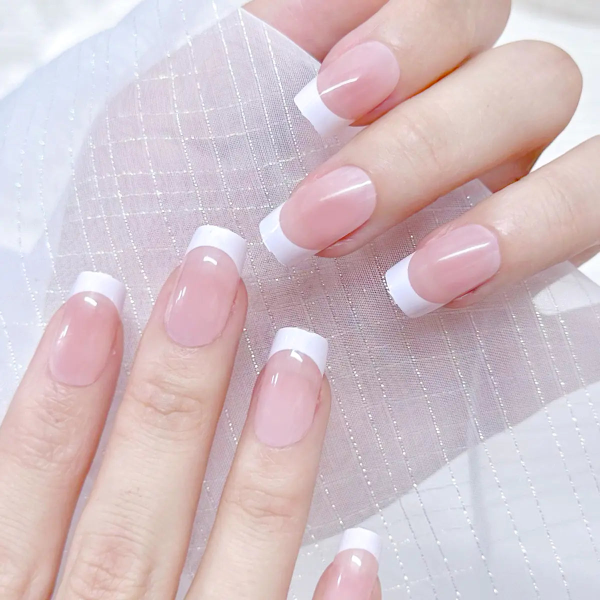 French Style Removable Press-On Nail Tips - 24 Pieces