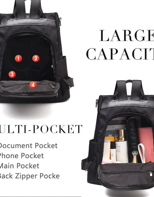Load image into Gallery viewer, Women Backpack Waterproof Nylon Anti-theft Rucksack Lightweight Shoulder Bag, Medium Black or Brown
