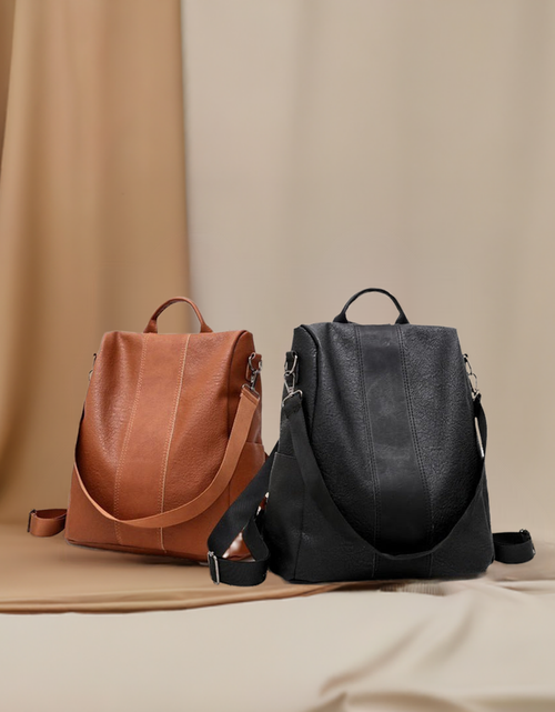Load image into Gallery viewer, Women Backpack Waterproof Nylon Anti-theft Rucksack Lightweight Shoulder Bag, Medium Black or Brown
