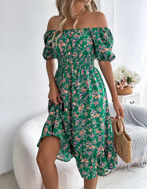 Load image into Gallery viewer, Floral Print Square Collar Dress Summer Fashion Ruffles Dresses Women&#39;s Clothing
