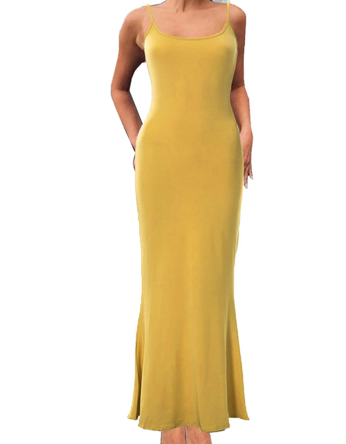 Load image into Gallery viewer, Long Bodycon Dress Maxi Bodycon Dress for Women Maxi Slip Dress Long Fitted Dresses for Women Fitted Maxi Dress Bodycon (US Alpha Small Regular Regular Yellow)
