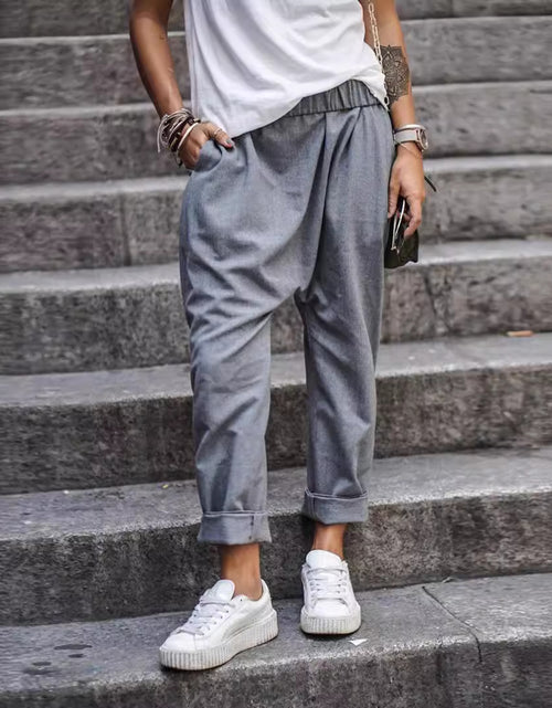Load image into Gallery viewer, Women&#39;s Casual Pants With Pockets Elastic High Waist Harem Trousers Fashion Streetwear Clothing
