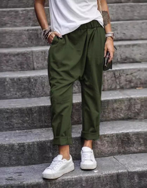 Load image into Gallery viewer, Women&#39;s Casual Pants With Pockets Elastic High Waist Harem Trousers Fashion Streetwear Clothing
