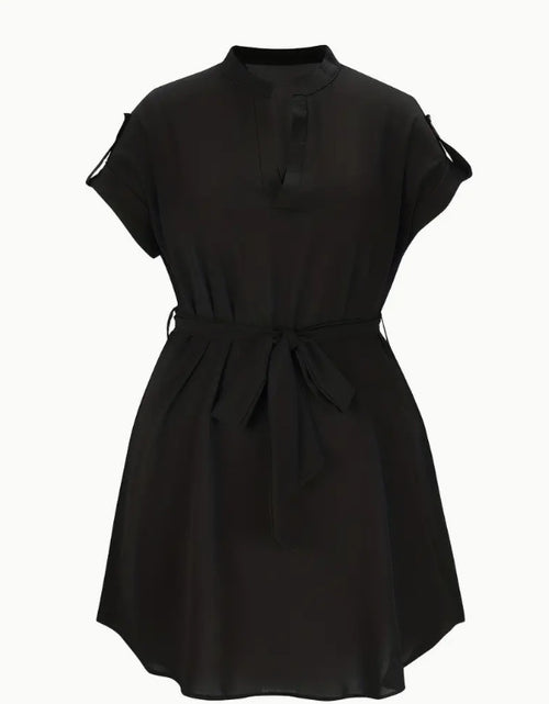 Load image into Gallery viewer, V-neck Short Sleeve Dress With Belt Summer Fashion Bowknot Dresses For Women Clothing
