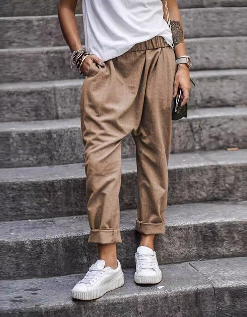 Load image into Gallery viewer, Women&#39;s Casual Pants With Pockets Elastic High Waist Harem Trousers Fashion Streetwear Clothing
