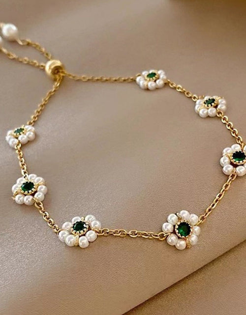Load image into Gallery viewer, Pearl Flowers Bracelet All-match Fashion Adjustable Chain Bracelet
