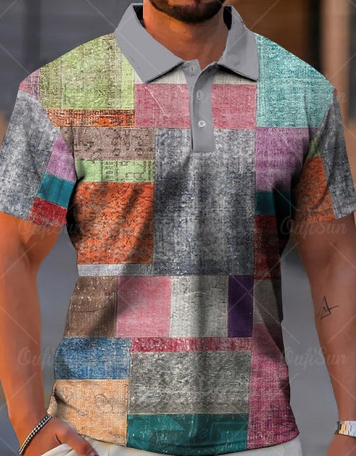 Load image into Gallery viewer, Men&#39;s Button Polo Shirt Plaid Lapel Printed Short Sleeve
