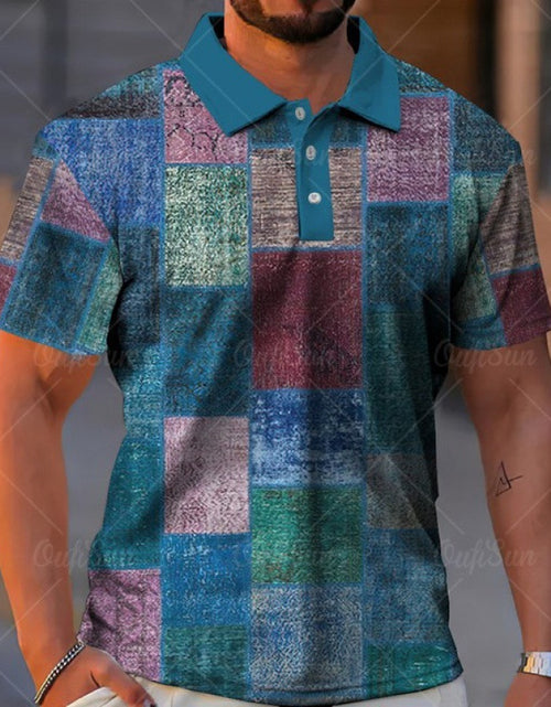 Load image into Gallery viewer, Men&#39;s Button Polo Shirt Plaid Lapel Printed Short Sleeve
