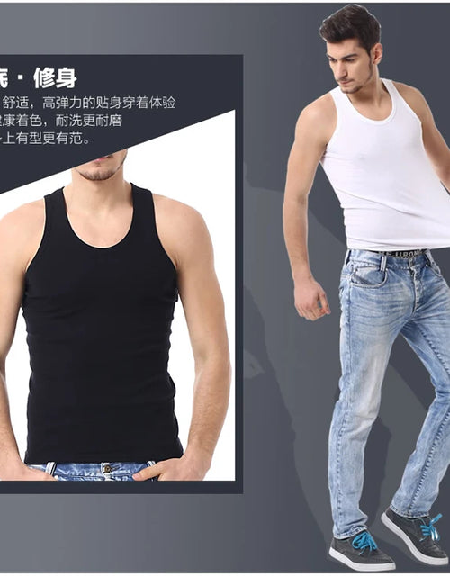 Load image into Gallery viewer, 1/3 Pack Four Seasons Men&#39;s Cotton Joker Vest Teenagers Simple Fit Sports Fitness T-shirt Middle-aged Casual Sleeveless Shirt
