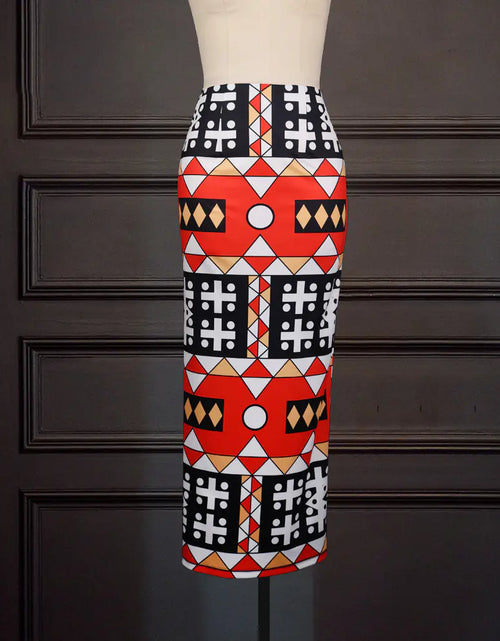 Load image into Gallery viewer, High Waist Large Size Slim Geometric Print Skirt
