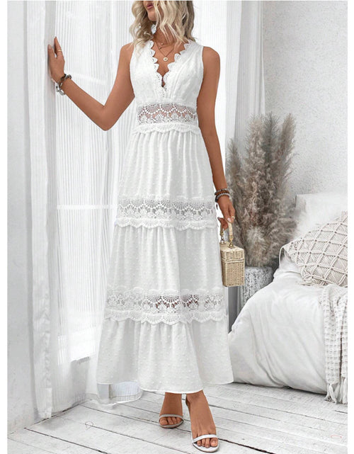 Load image into Gallery viewer, Women&#39;s Lace Stitching V-neck Sleeveless Dress
