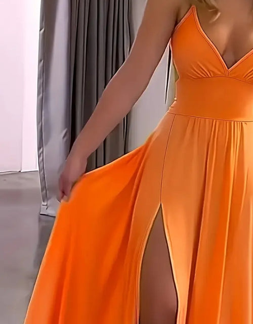 Load image into Gallery viewer, Women&#39;s Sexy Deep V Neck Maxi Dress Spaghetti Strap Sleeveless Backless High Slit Long Dress
