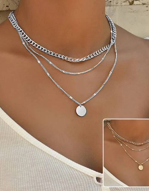 Load image into Gallery viewer, Women&#39;s Multilayer Necklace Ins Fashion Disc Pendant Clavicle Necklace Chains Personality Jewelry
