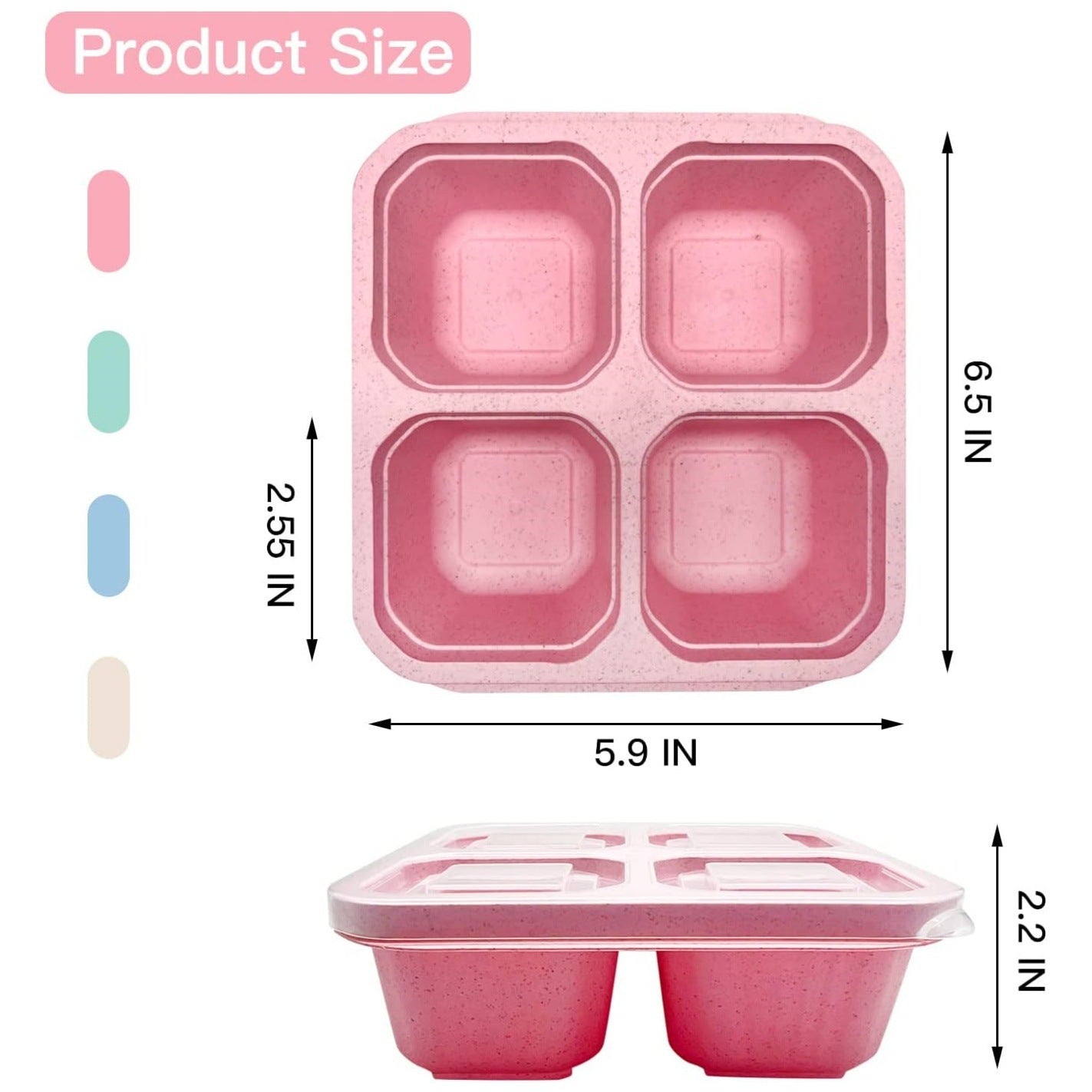 Wheat Straw Compartment Snack Meal Four Grid Snack Dish Dry Plate Fresh-keeping Lunch Box