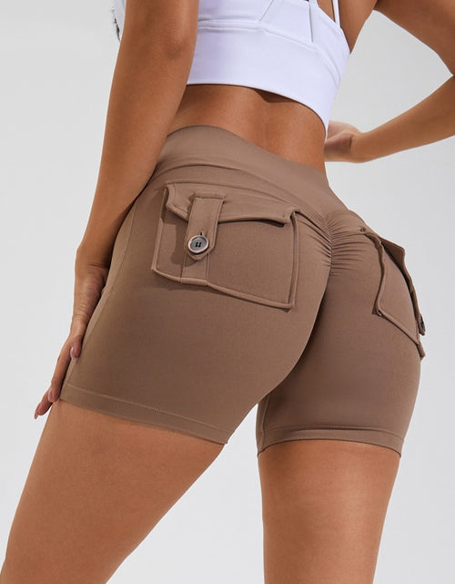 Load image into Gallery viewer, High Waist Hip Lifting Shorts With Pockets Quick Dry Yoga Fitness Sports Pants Summer Women Clothes
