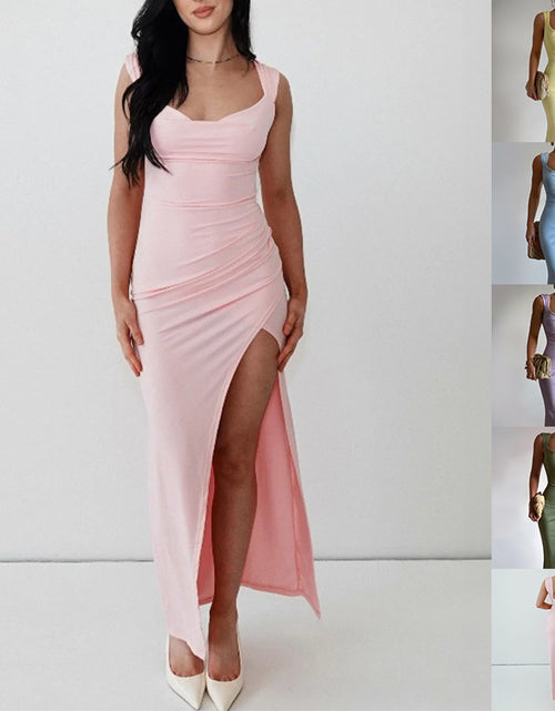 Load image into Gallery viewer, Slim Sleeveless Slit Dress With Back Tie Design Fashion Temperament Dresses For Women Clothing
