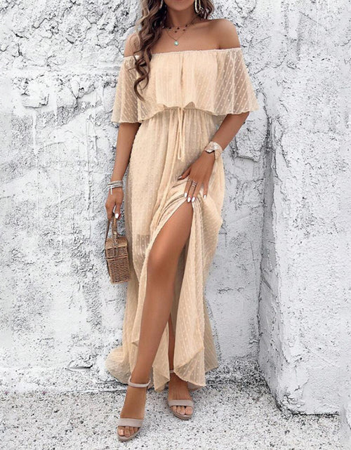 Load image into Gallery viewer, Womens Off The Shoulder Ruffle Party Dresses Side Split Beach Maxi Dress
