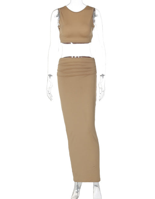 Load image into Gallery viewer, Women Tank Tops Long Skirts Party  Dresses Two Piece Matching Sets Outfit 2025 Summer Clothes  Slim Solid Color
